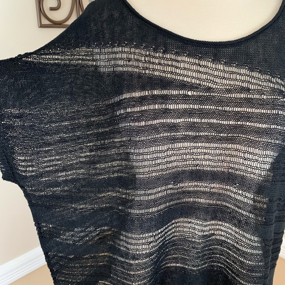 Eileen Fisher Linen Crochet Knit Short Sleeve Top - Picture 2 of 7